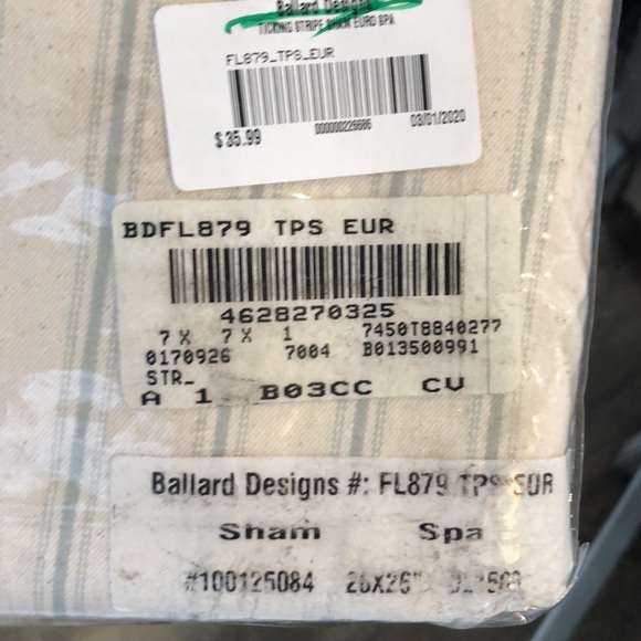 26x26 spa sham from Ballard Designs NEW - Picture 2 of 6